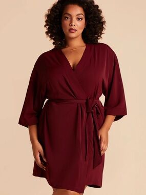 Birdy Grey Plus Size Burgundy Wrap Karen Robe - Women's Intimates
